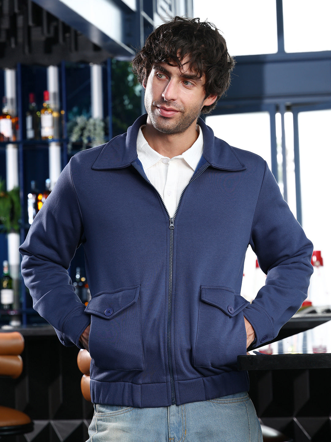 Zip-Front Knit Jacket