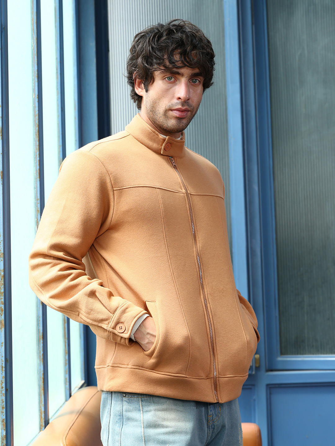 Panel-Stitch Knit Jacket