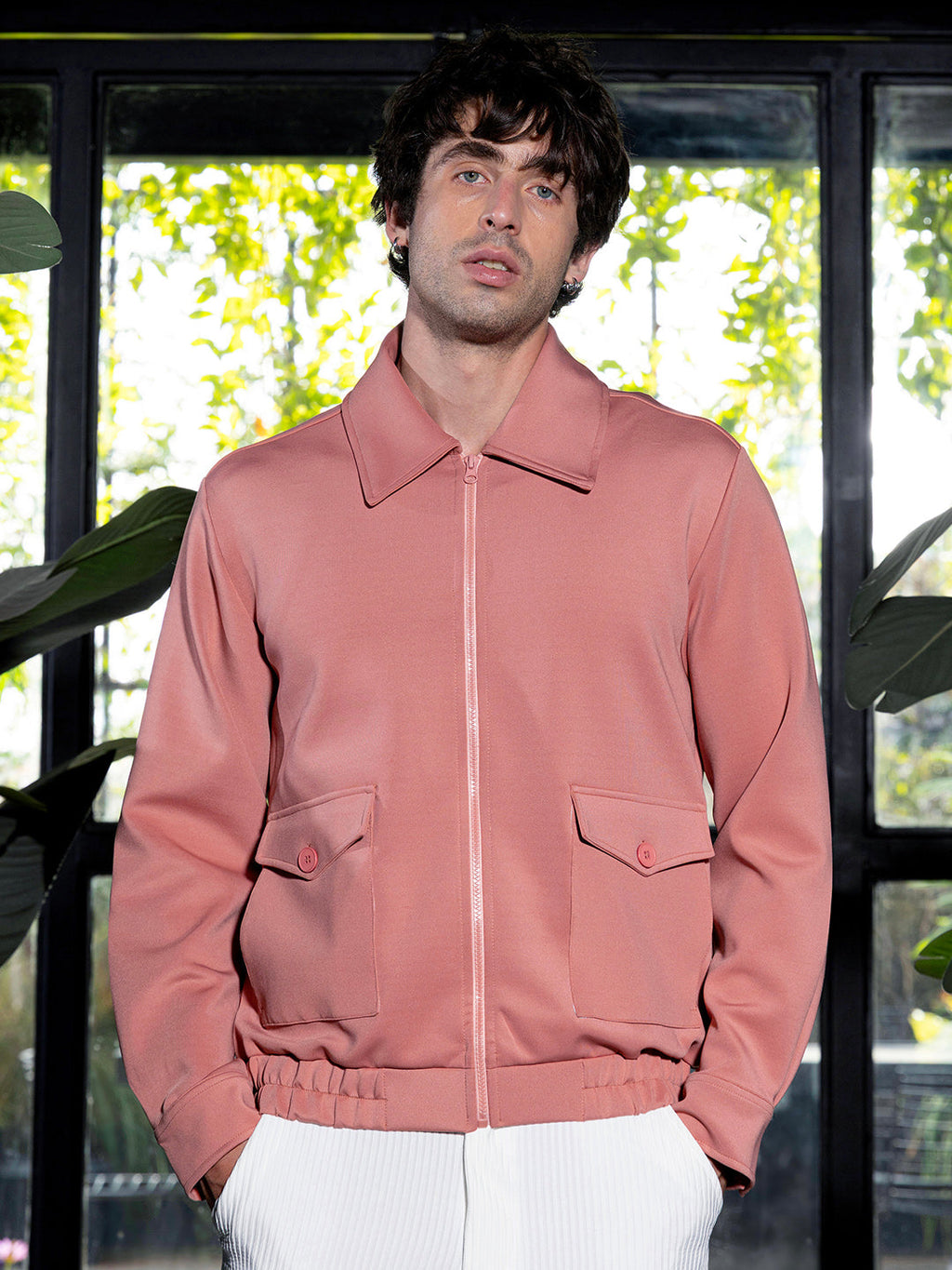 Zip-Front Knit Jacket