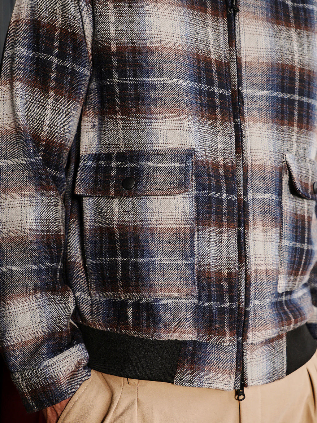 Zip-Front Plaid Jacket
