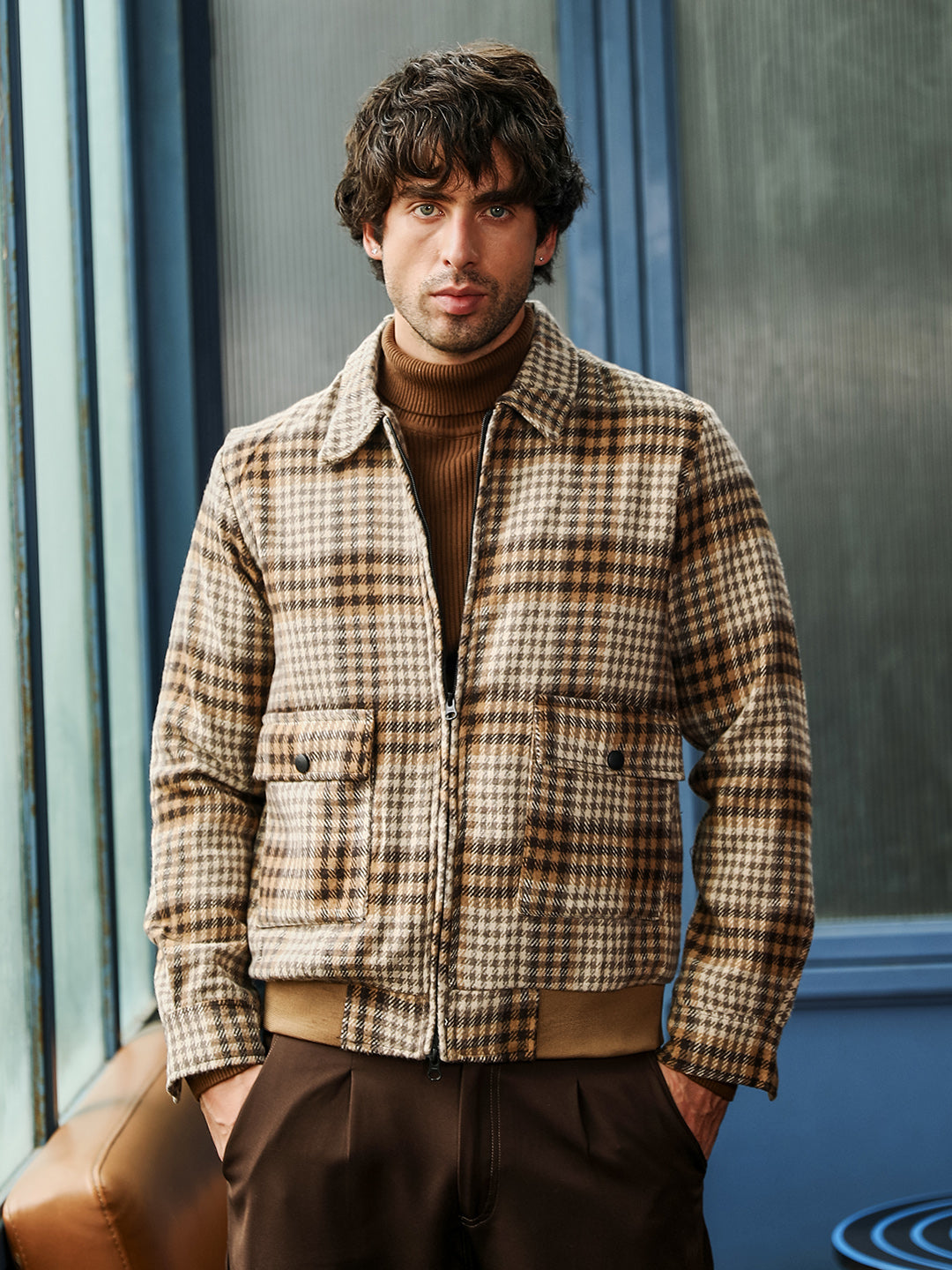 Zip-Front Plaid Jacket