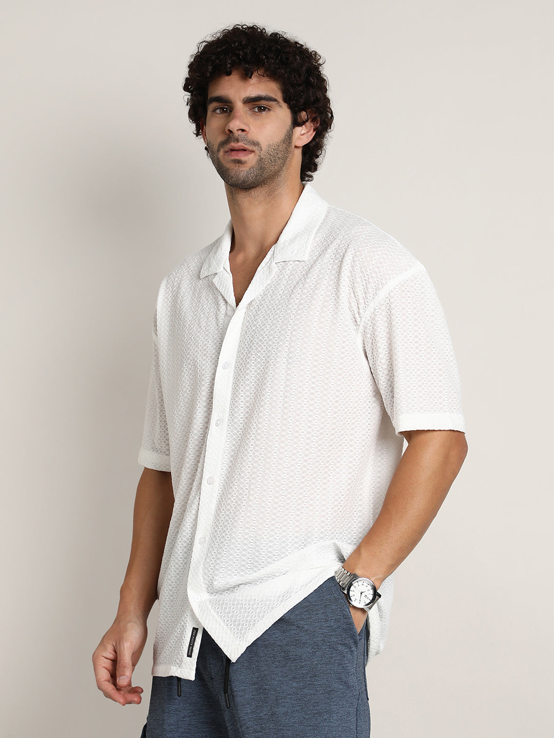 Zigzag-Helix Resort Oversized Shirt