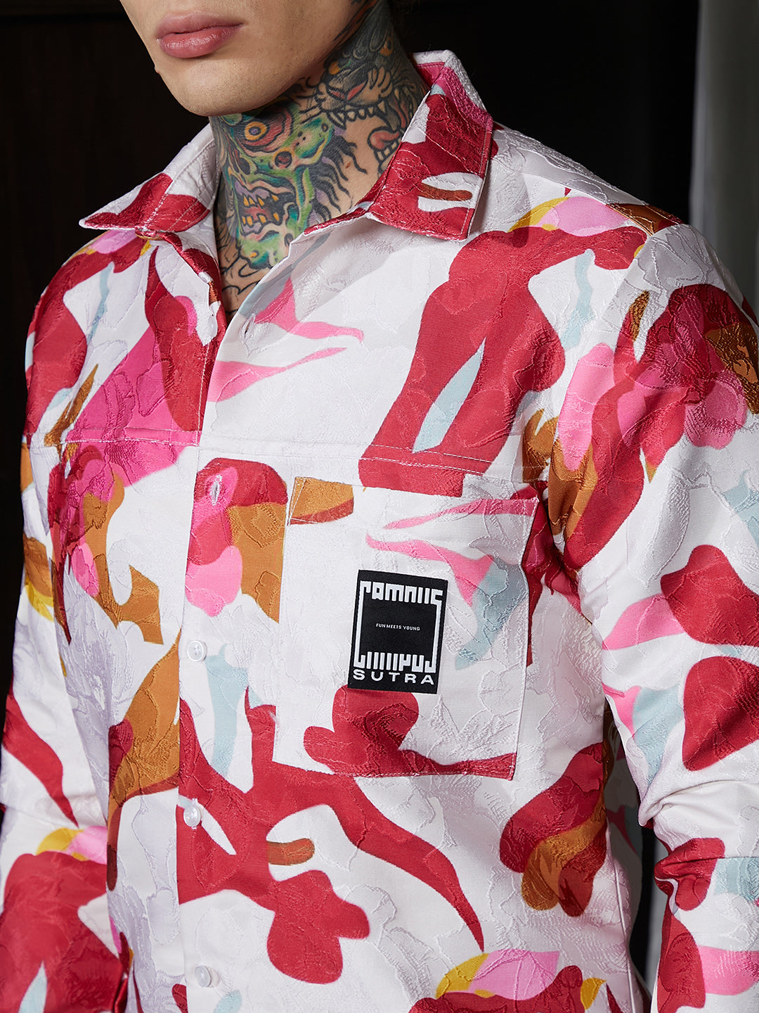 Floral-Tactile Relaxed Shirt