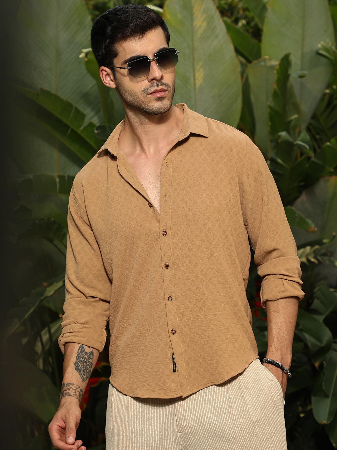 Rhombus-Texture Shirt