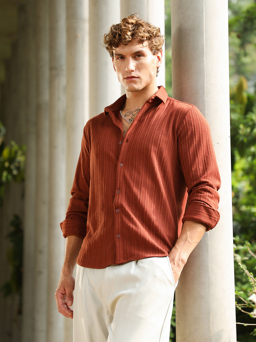 Ribbed-Rope Tactile Shirt