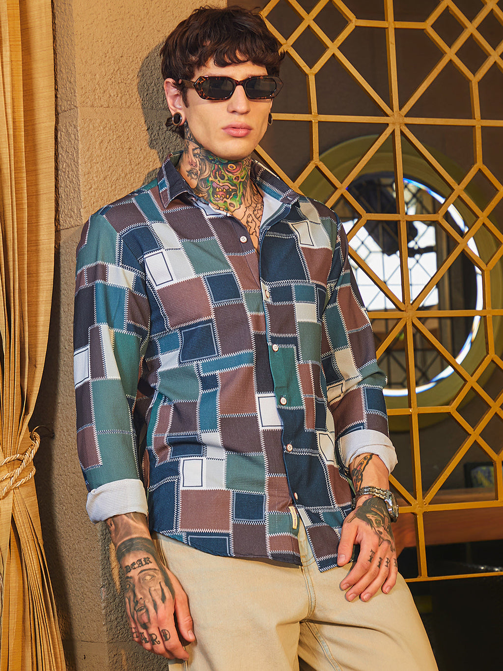 Patch-Stitch Imprint Shirt
