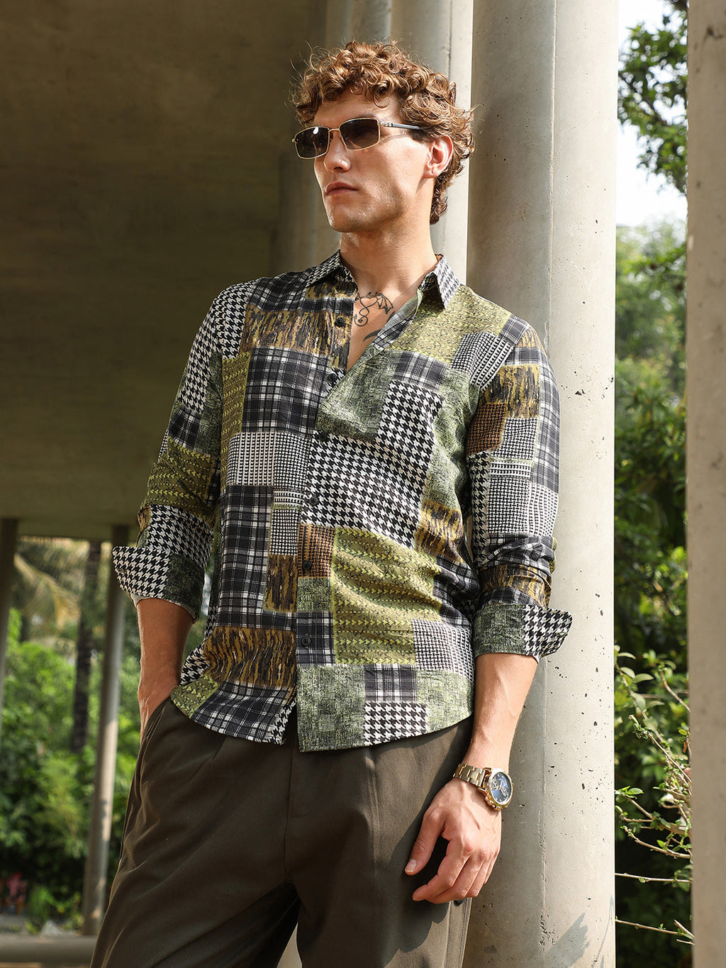 Houndstooth Block Shirt