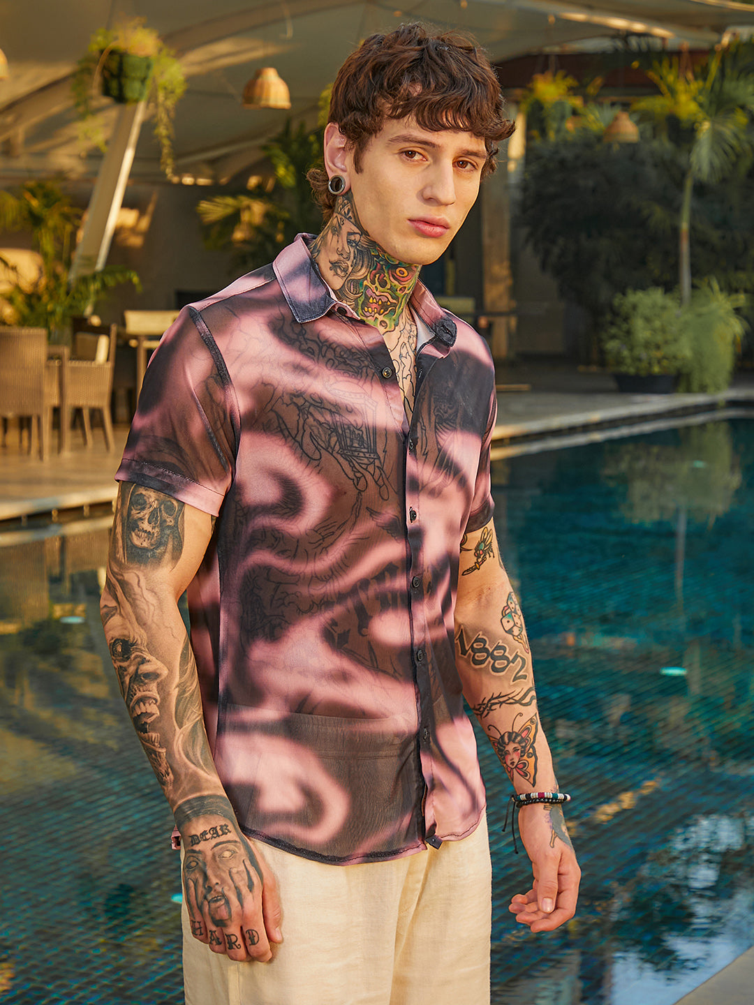 Blurred-Mesh Shirt
