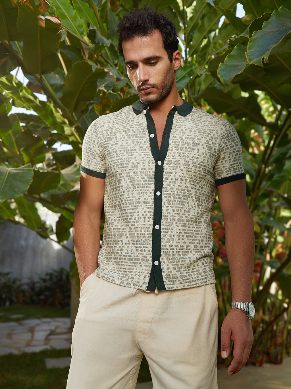 Geometrix-Knit Polo Shirt