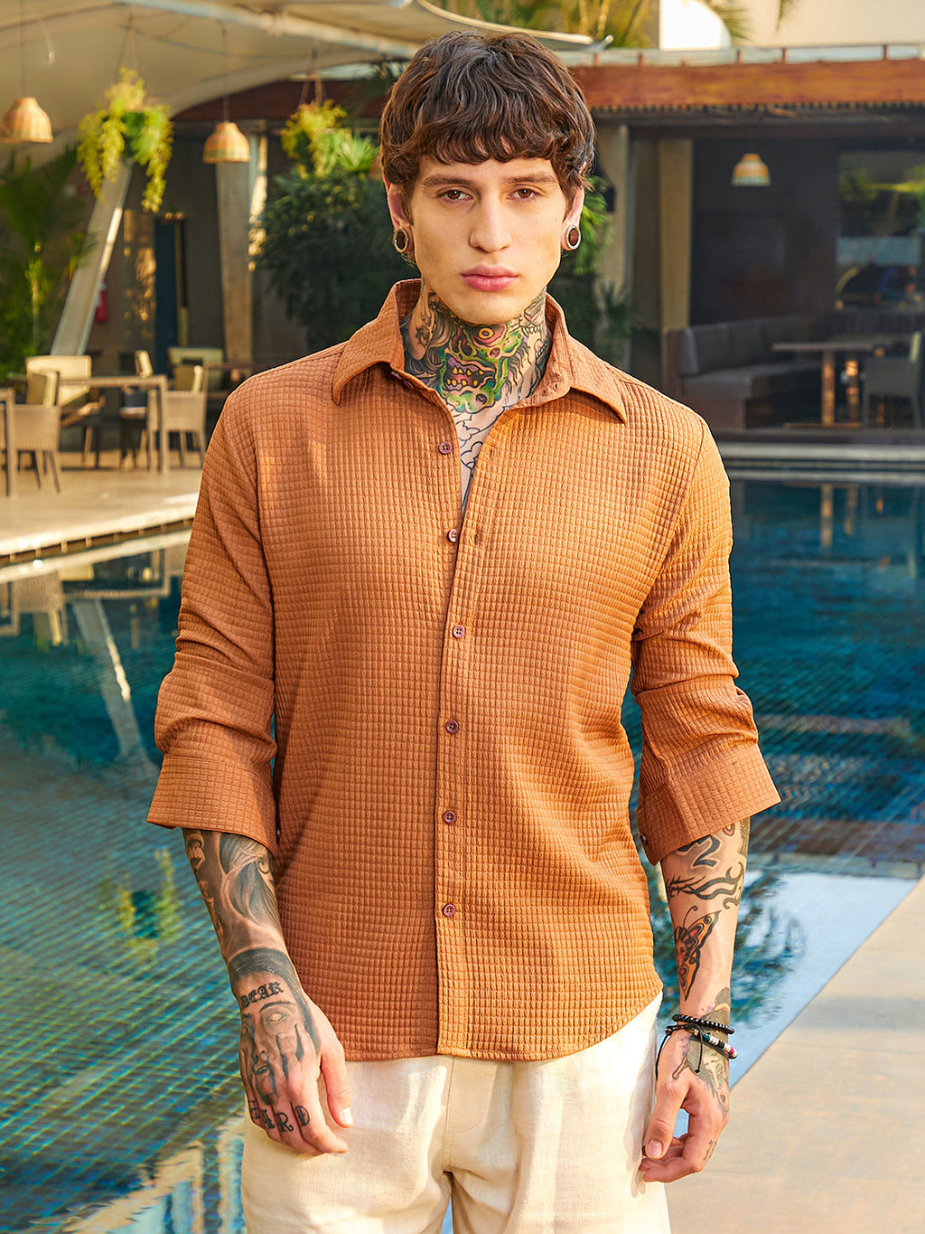 Grid-Textured Shirt