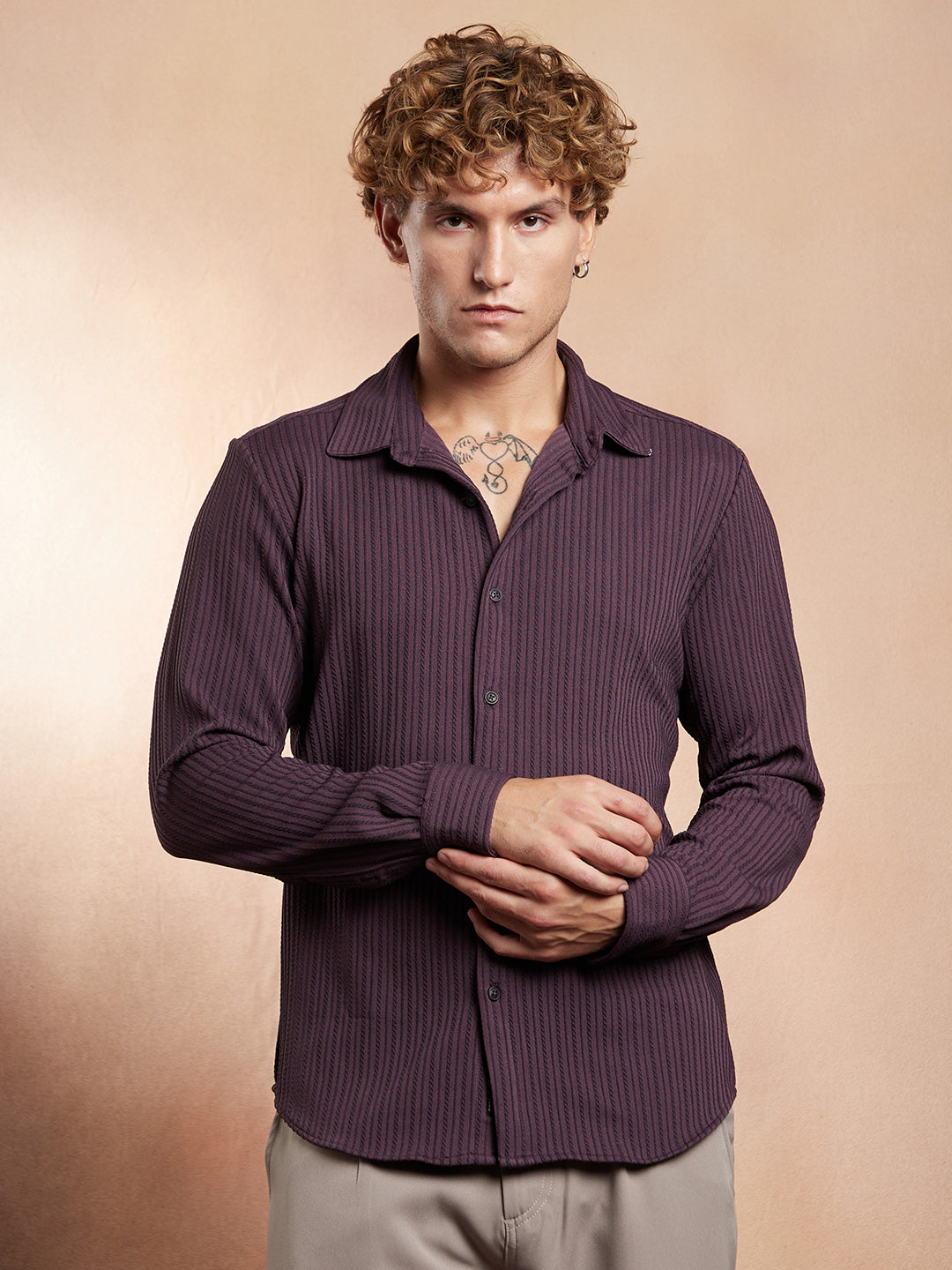 Rope-Striped Tactile Shirt