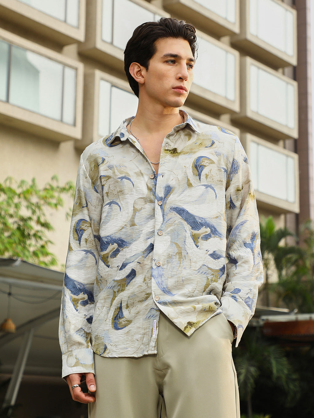 Waterbrush-Imprint Dobby Shirt