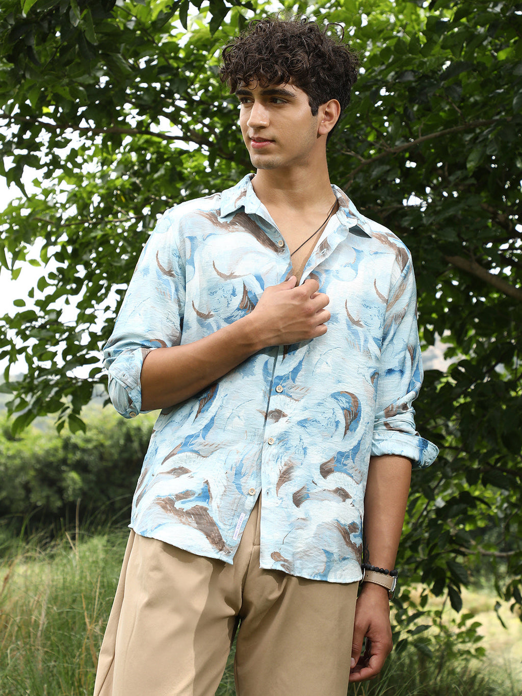 Waterbrush-Imprint Dobby Shirt