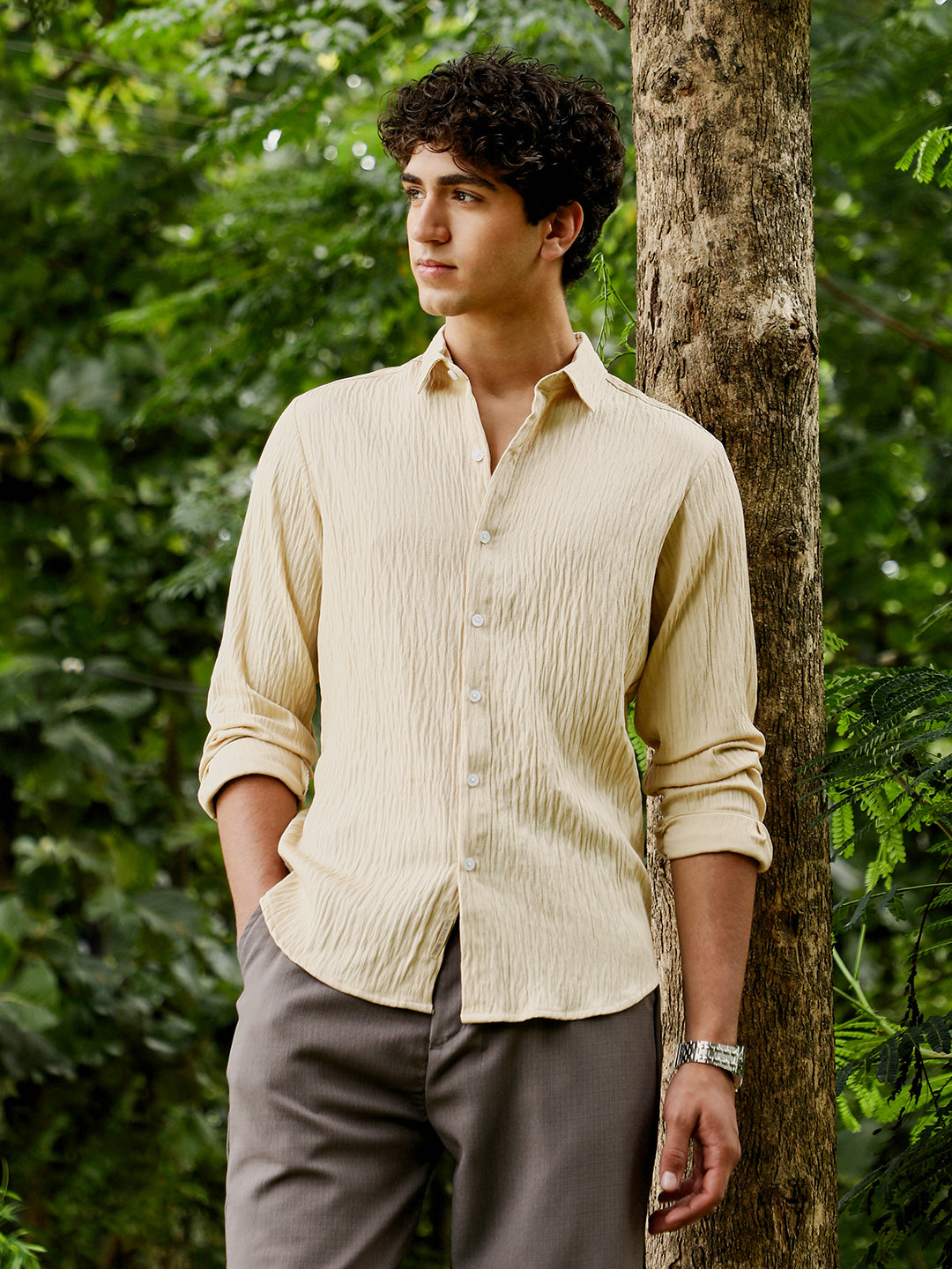 Solid Creased-Tactile Shirt