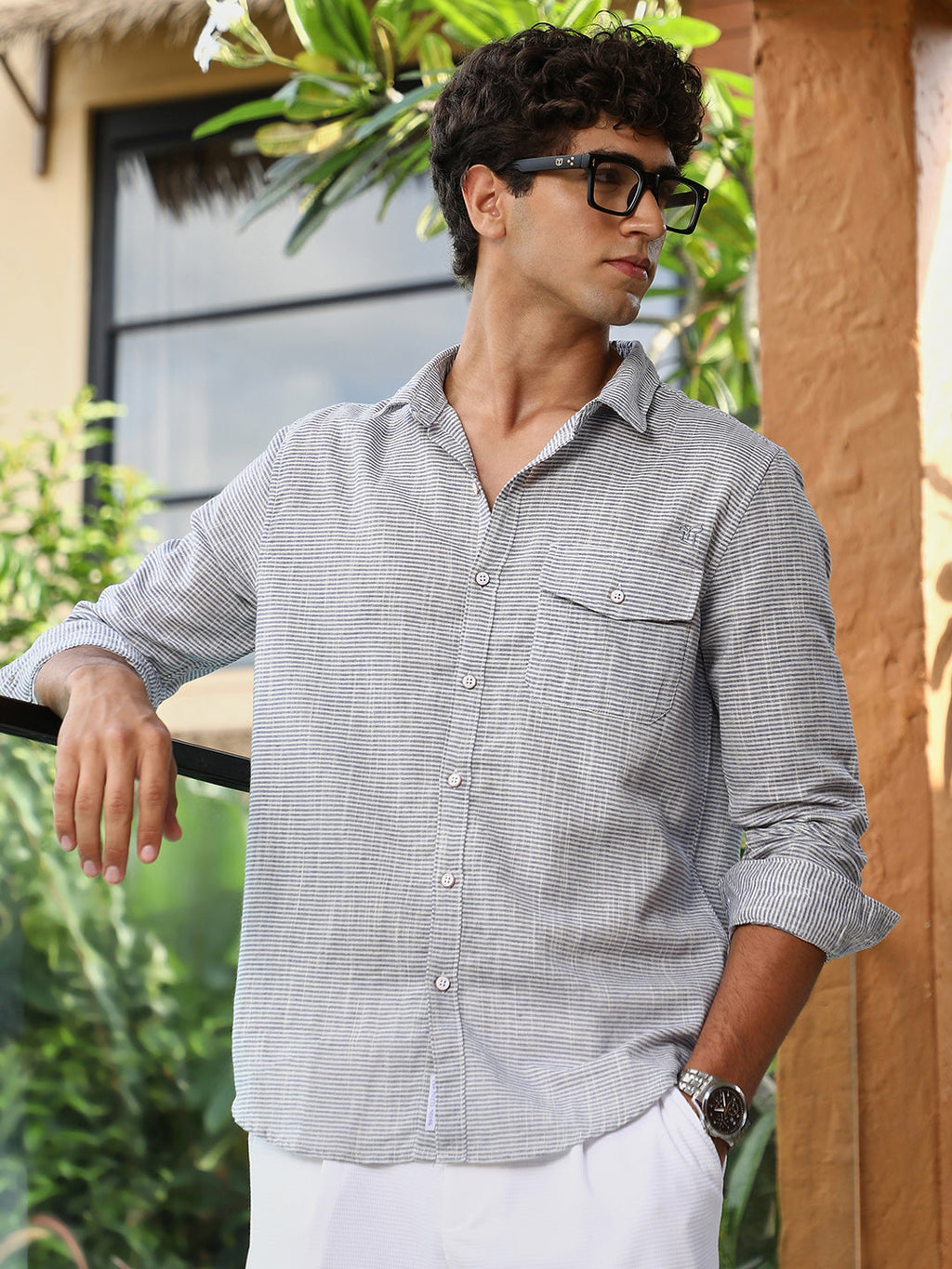Candy-Stripe Jacquard Shirt