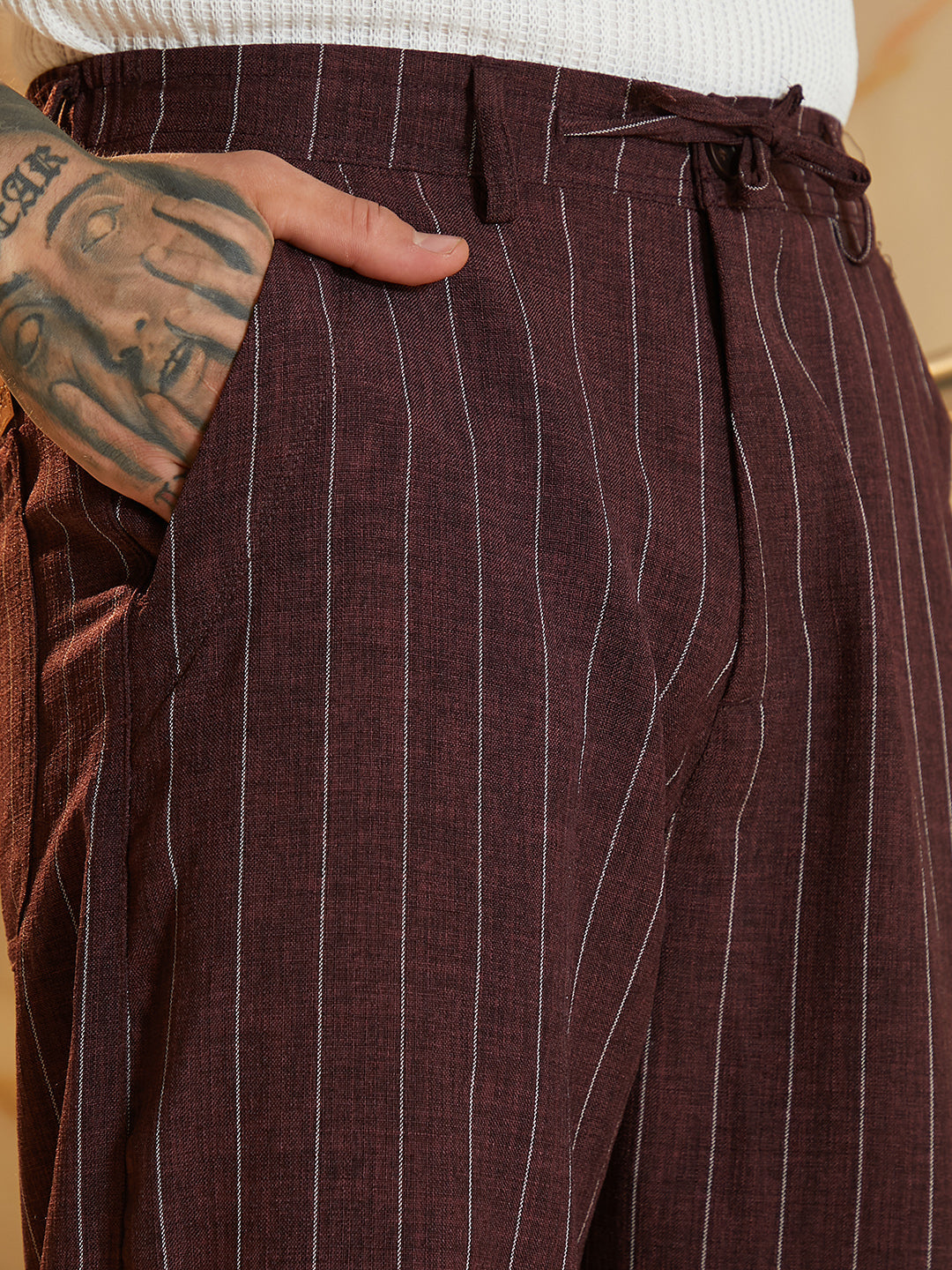 Lightweight - Pinstriped Chino Trousers
