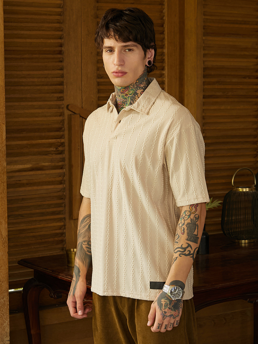 Spiralknot-Tactile Oversized Polo T-Shirt