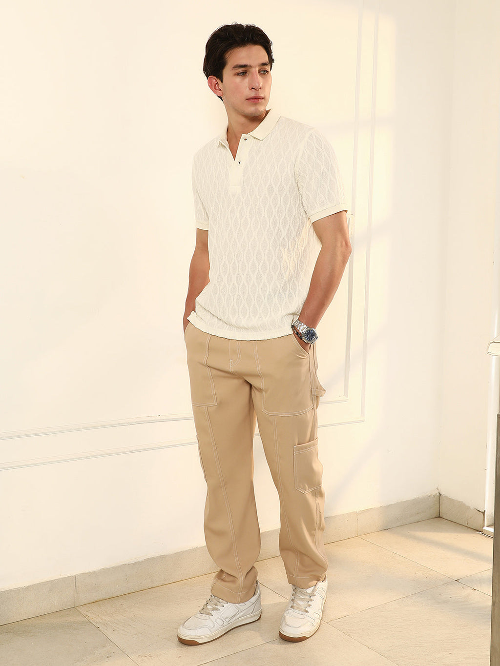 Marquise-Tactile Knit Polo T-Shirt